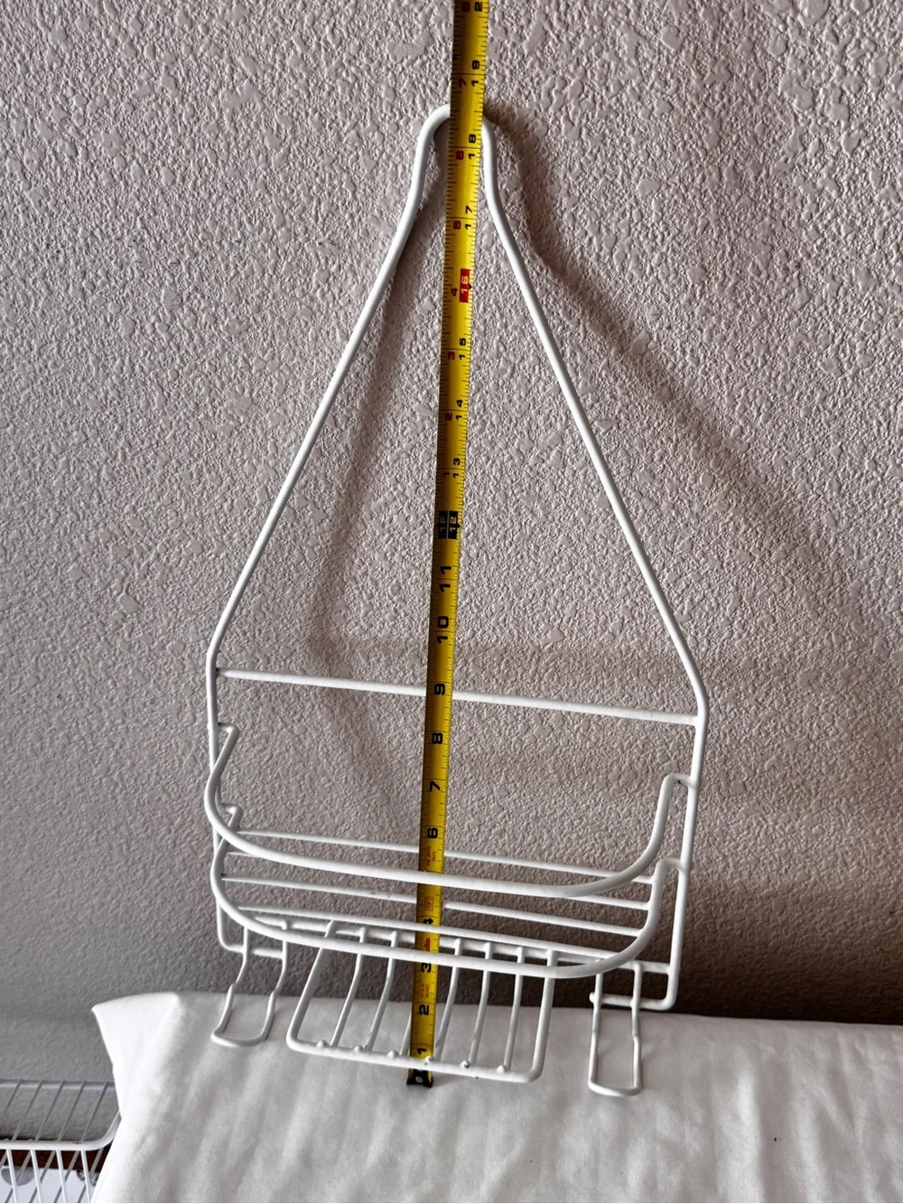 White Hanging Shower Caddy - Steel Bath Organizer